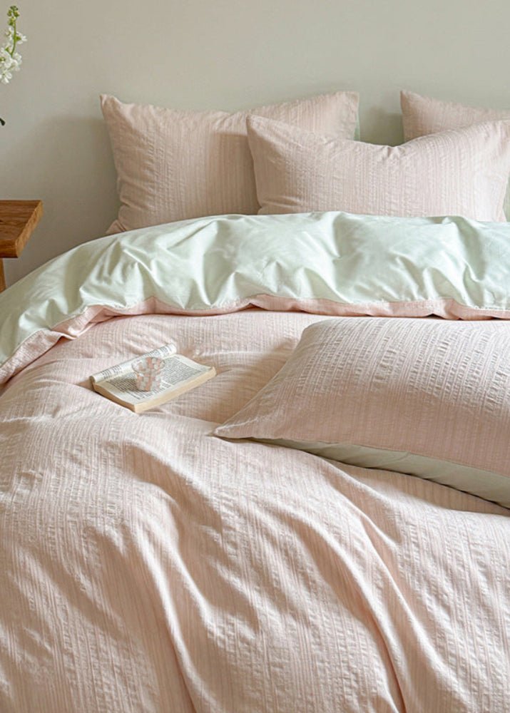 Emma Duo Striped Jacquard Bedding Set / Blue