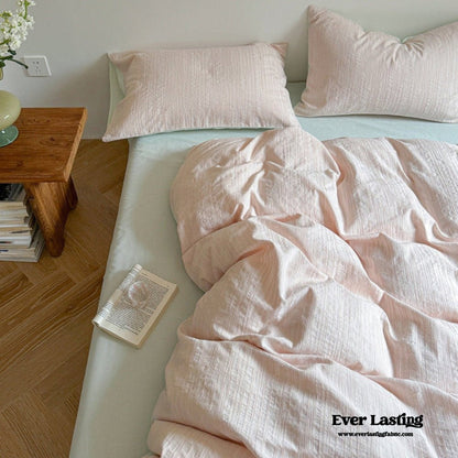 Emma Duo Striped Jacquard Bedding Set / Light Pink