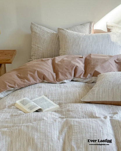 Emma Duo Striped Jacquard Bedding Set / Pink