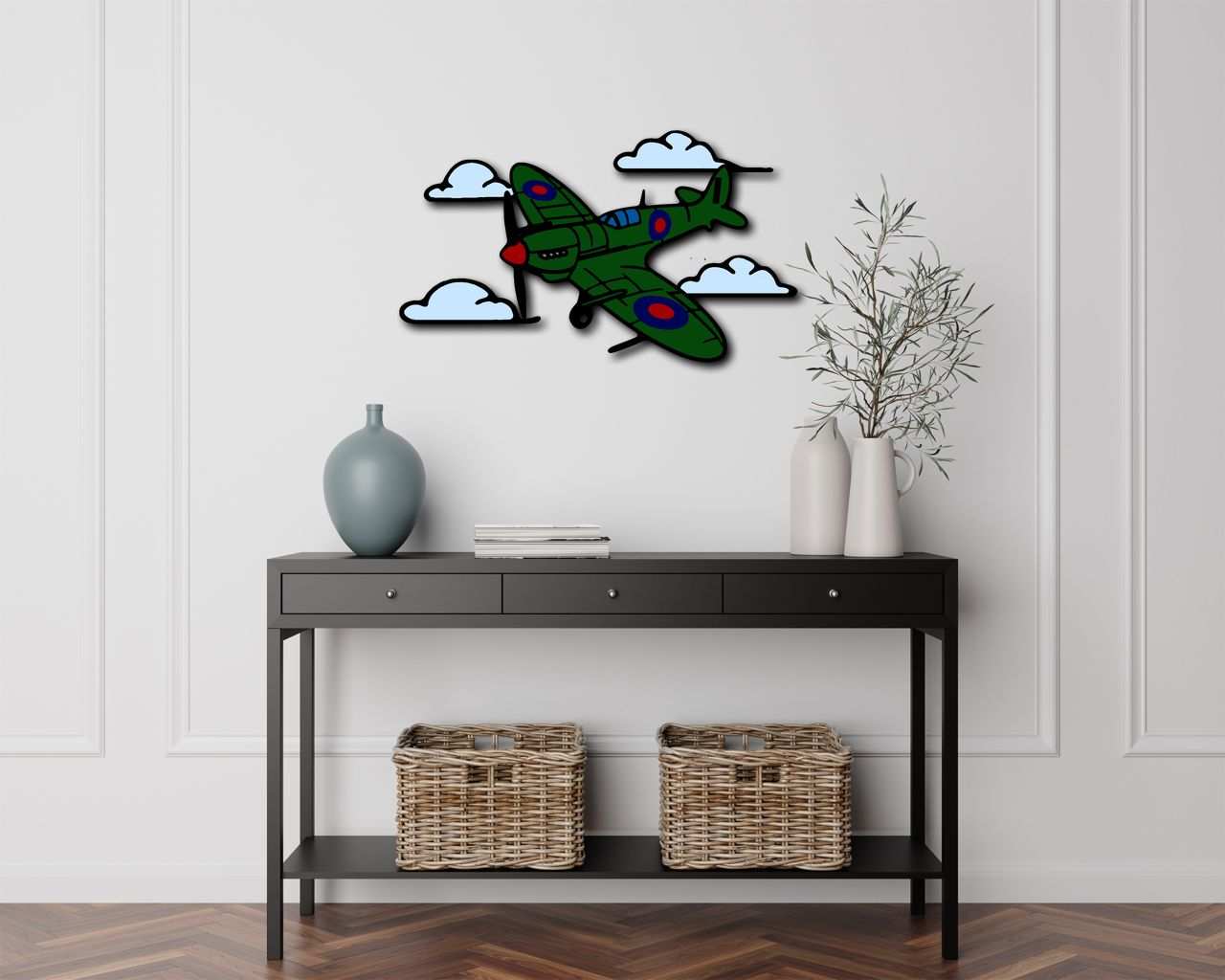 Wall Art Spitfire Clouds Metal Wall Art
