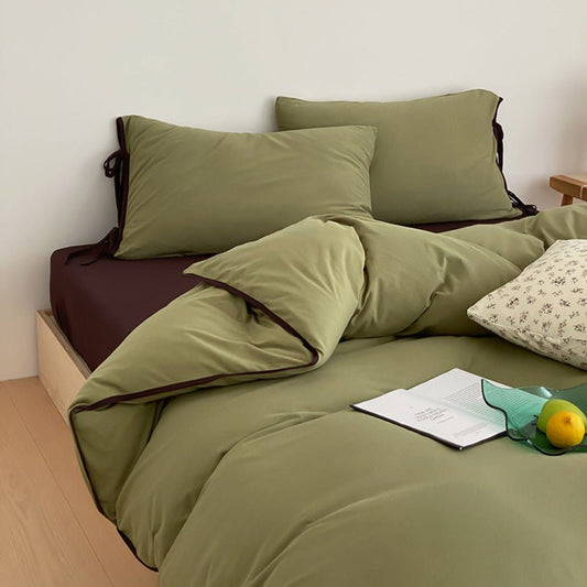 Evangeline Pastel Bow Tie Twill Bedding Set / Green