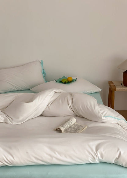 Evangeline Pastel Bow Tie Twill Bedding Set / Green