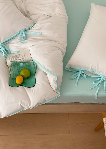 Evangeline Pastel Bow Tie Twill Bedding Set / Blue