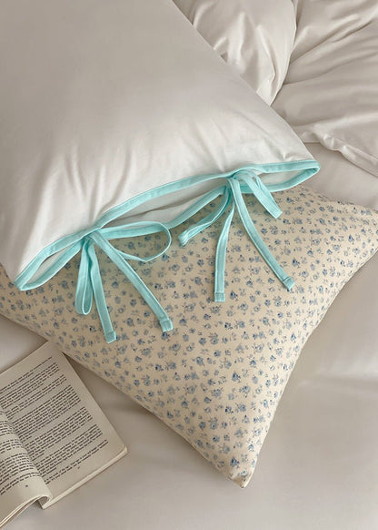 Evangeline Pastel Bow Tie Twill Bedding Set / Blue