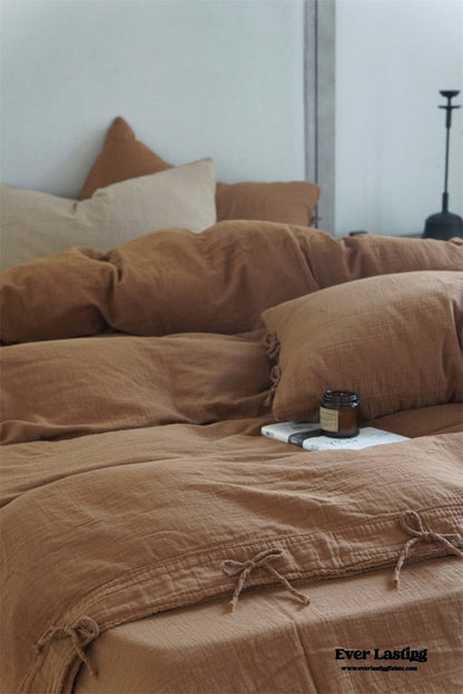 Evelyn Retro Double Gauze Bedding Set / Beige Brown