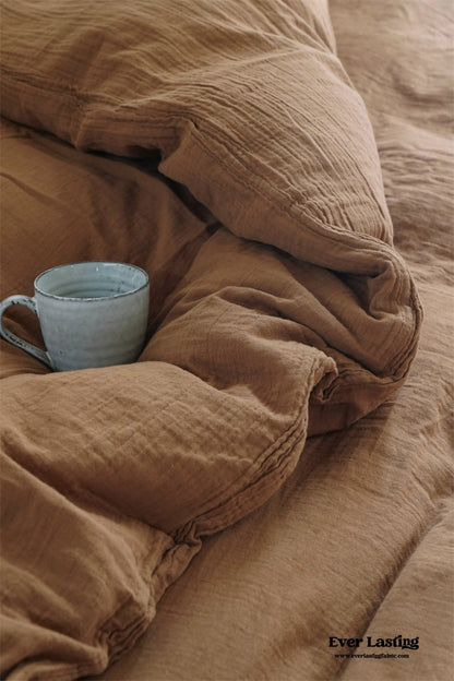 Evelyn Retro Double Gauze Bedding Set / Caramel Brown
