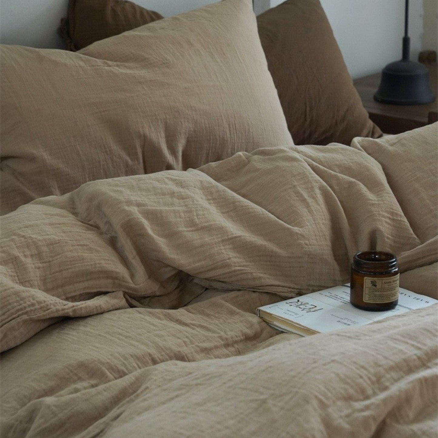 Evelyn Retro Double Gauze Bedding Set / Caramel Brown