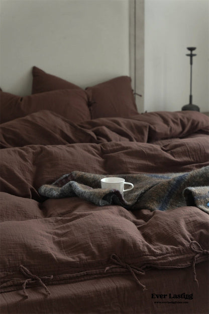 Evelyn Retro Double Gauze Bedding Set / Caramel Brown
