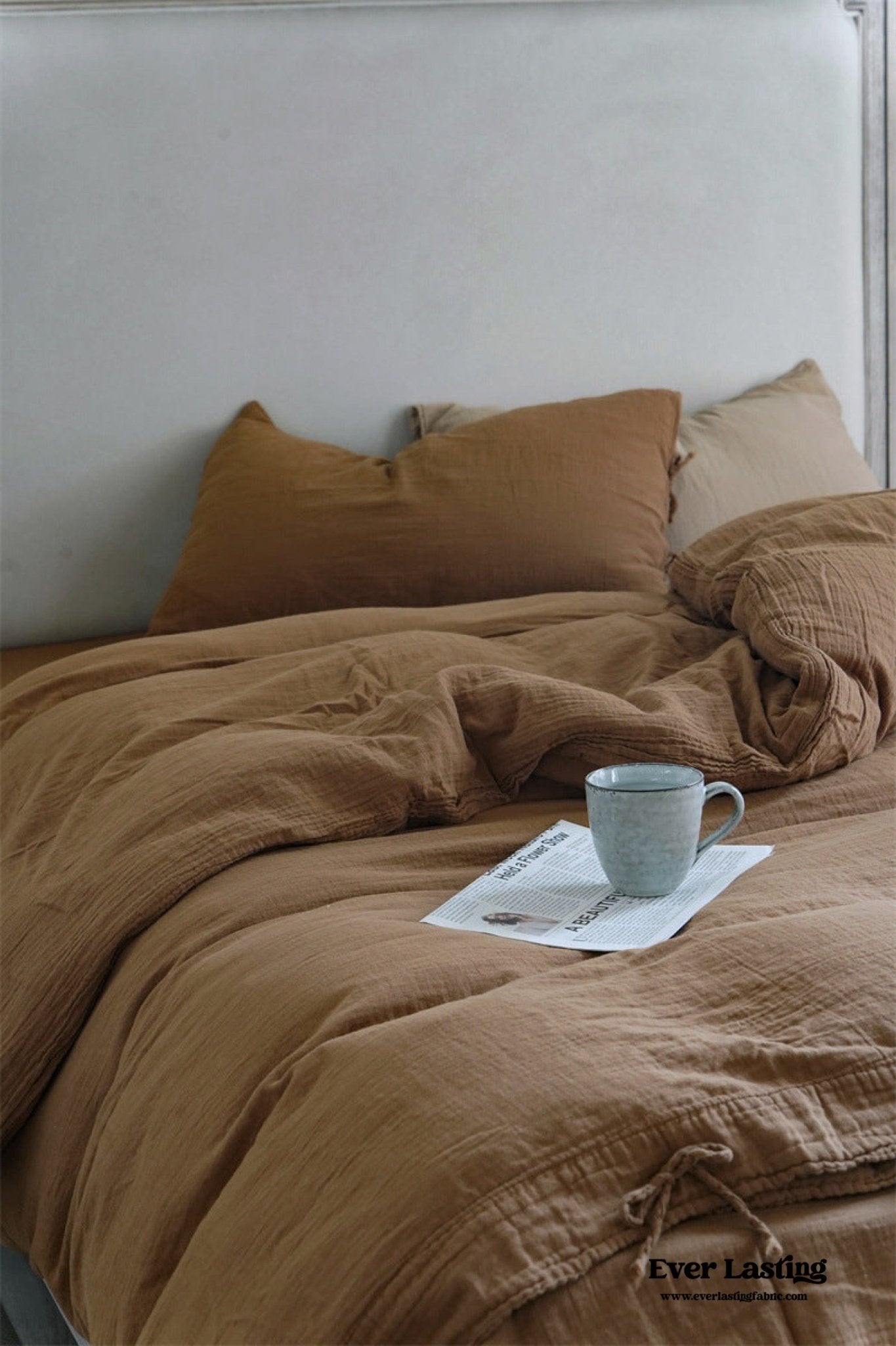 Evelyn Retro Double Gauze Bedding Set / Chestnut Brown