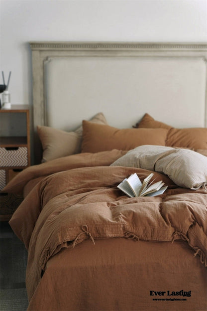 Evelyn Retro Double Gauze Bedding Set / Chestnut Brown