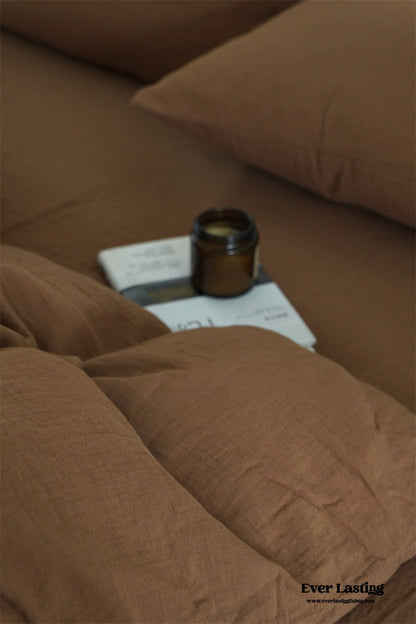 Evelyn Retro Double Gauze Bedding Set / Chestnut Brown