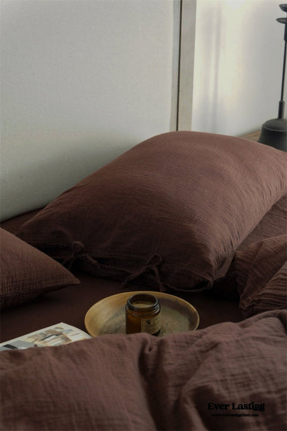 Evelyn Retro Double Gauze Bedding Set / Chestnut Brown