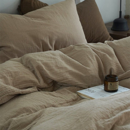 Evelyn Retro Double Gauze Bedding Set / Chestnut Brown