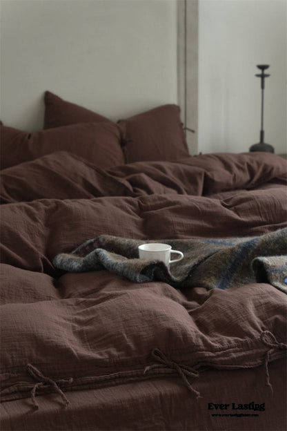 Evelyn Retro Double Gauze Bedding Set / Chestnut Brown