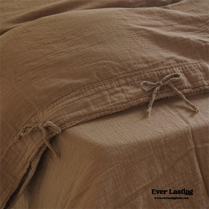 Evelyn Retro Double Gauze Bedding Set / Chestnut Brown