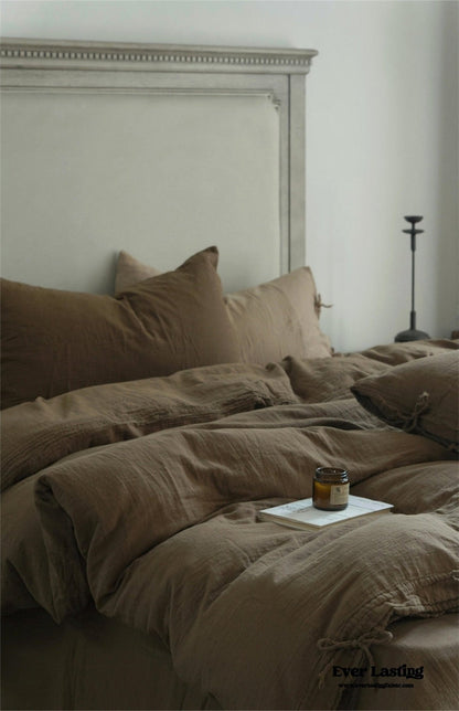 Evelyn Retro Double Gauze Bedding Set / Chestnut Brown