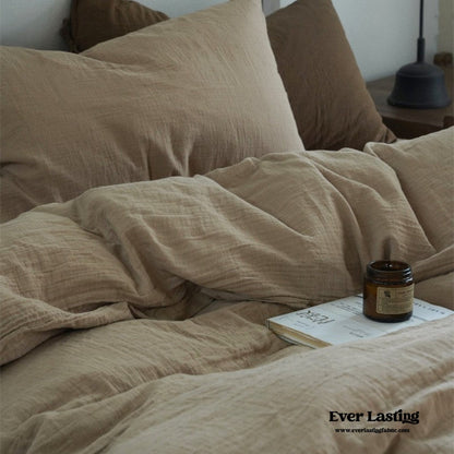Evelyn Retro Double Gauze Bedding Set / Coffee Brown
