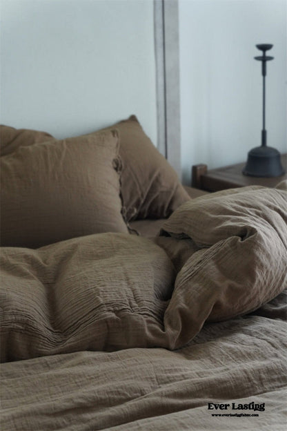 Evelyn Retro Double Gauze Bedding Set / Coffee Brown