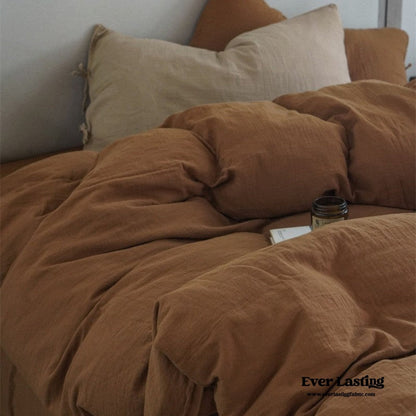 Evelyn Retro Double Gauze Bedding Set / Coffee Brown