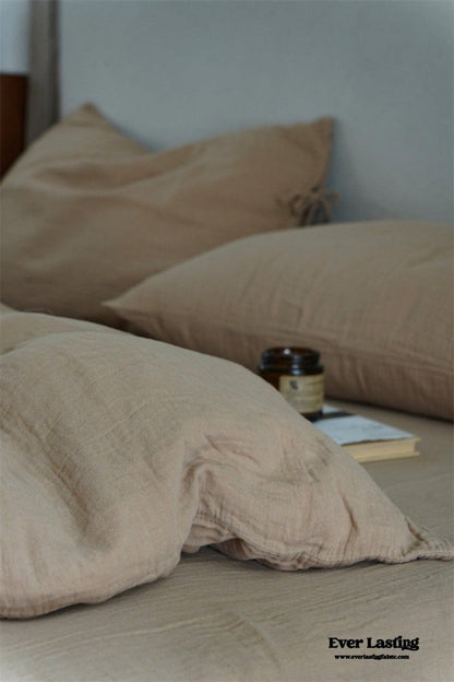 Evelyn Retro Double Gauze Bedding Set / Coffee Brown