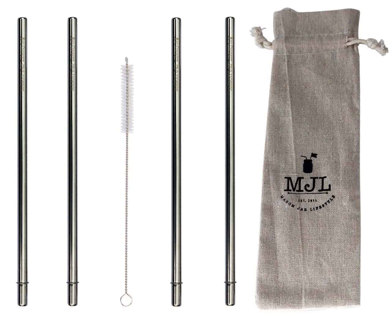 Extra Long 11 3/4" Safer Rounded End Stainless Steel Straws for Half Gallon Mason Jars 4 Pack