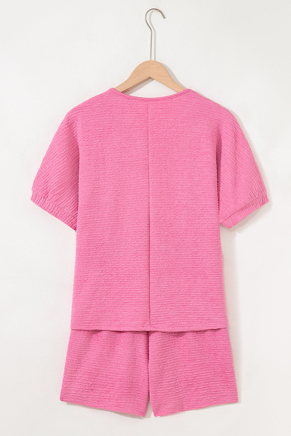 Luxury Textured V Neck T Shirt and Shorts Set