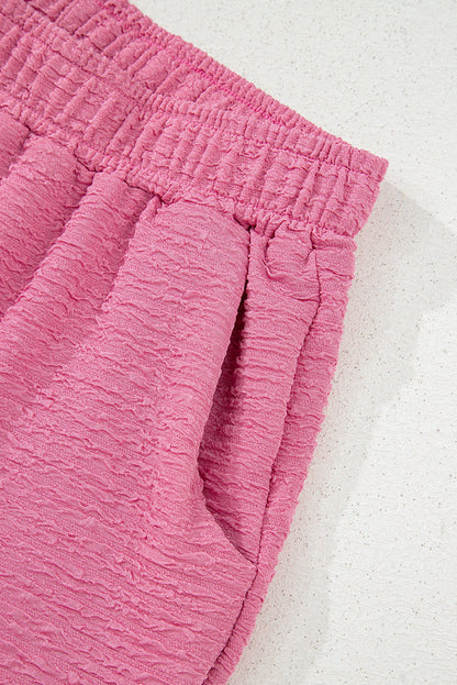 Luxury Textured V Neck T Shirt and Shorts Set