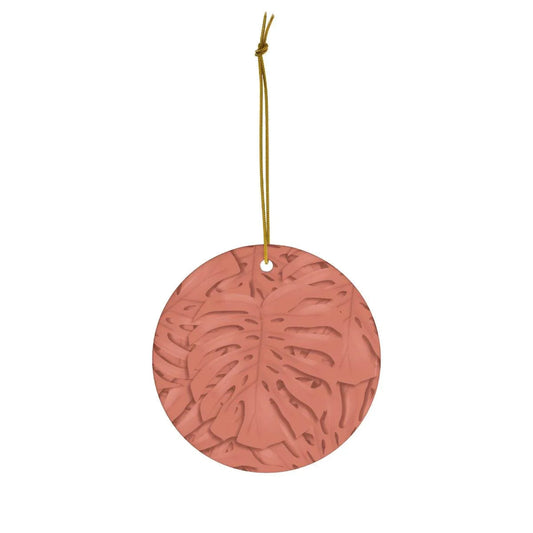 Coral Monstera Ceramic Ornament