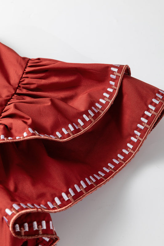 Andie Trim Flutter Sleeve Blouse