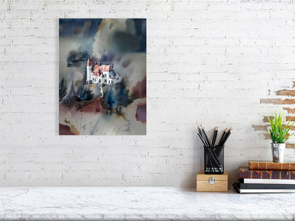 Mystical Castle Fine Art Print - Abstract Wall Decor, Home Office Decor, Gift for Art Lovers, Cozy Living Room Accent