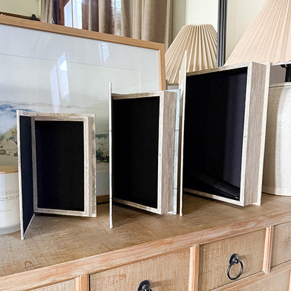 Large Leather Bound Book Boxes, Set of 3
