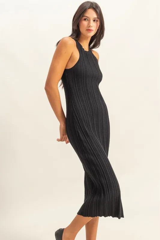 HYFVE Round Neck Bodycon Ribbed Knit Dress