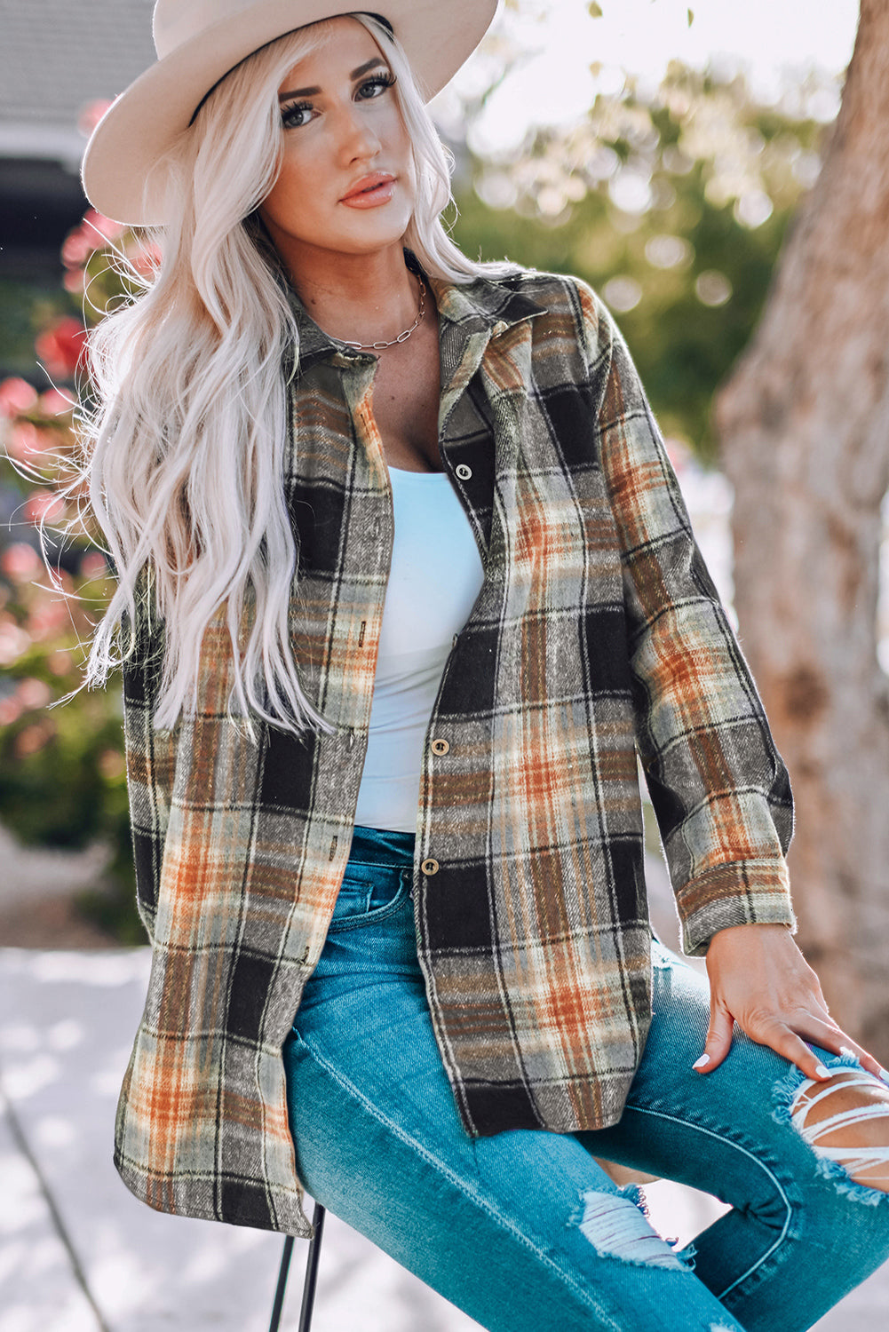 Everly Rounded Hem Plaid Shacket