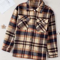 Multicolor Plaid Casual Button Up Flannel Shacket Anytime