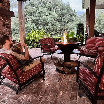 Outdoor Iron Pedestal Fire Bowl and Log Holder