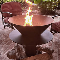 Outdoor Iron Pedestal Fire Bowl and Log Holder