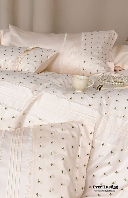 Floral Hand Embroidered Bedding Set