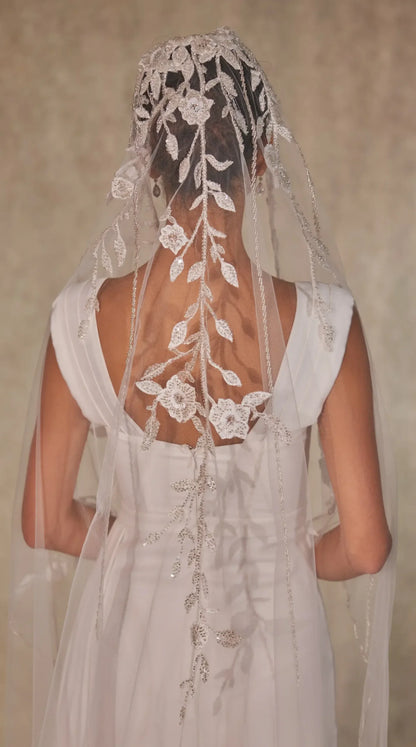 Flower Embroideried Wedding Veil- D230