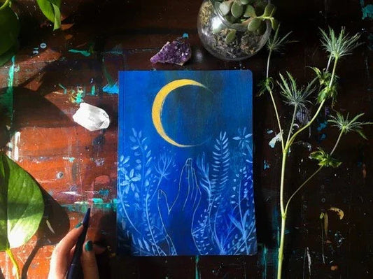 Flower Moon Journal – Hand-Bound Hardcover Art Journal