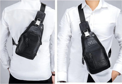 Men’s Leather Sling Bag – Secure Anti-Theft