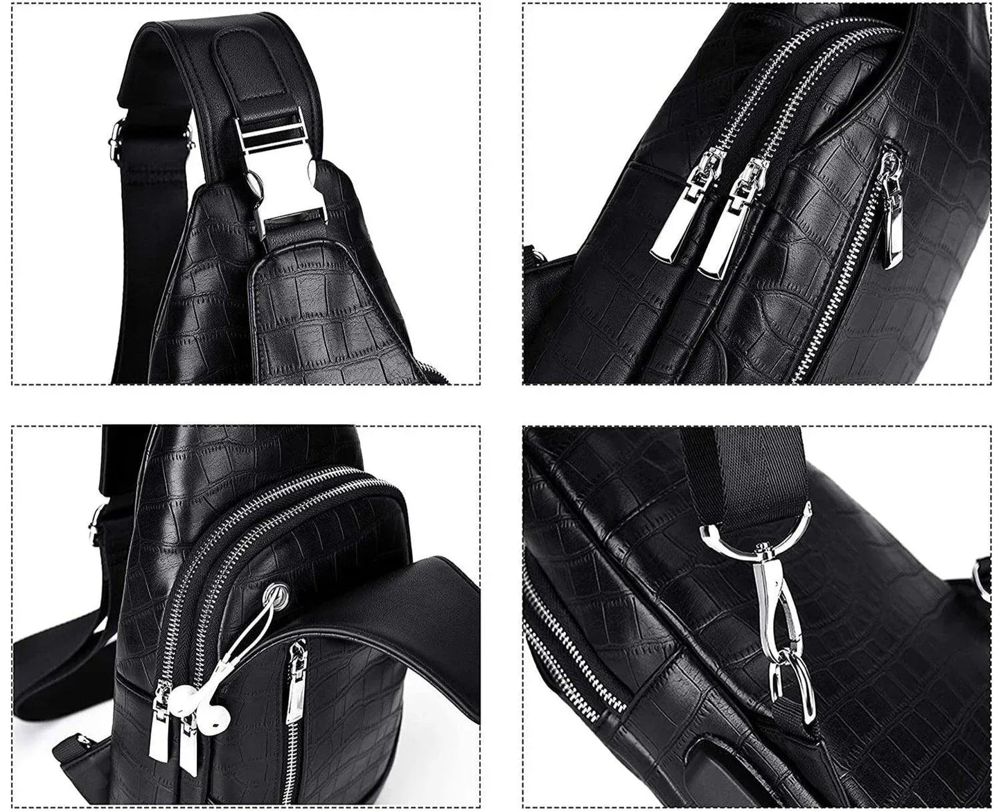 Men’s Croc-Embossed Leather Sling Bag – Modern Everyday Carry