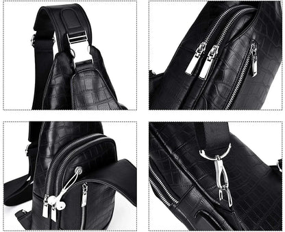 Men’s Croc-Embossed Leather Sling Bag – Modern Everyday Carry
