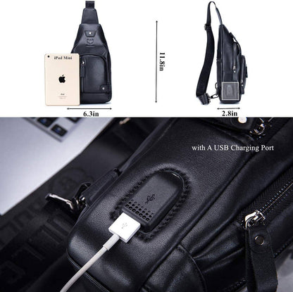 Men’s Leather Sling Bag – Secure Anti-Theft Classic Everyday