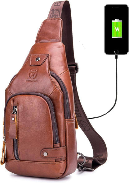 Men’s Leather Sling Bag – Secure Anti-Theft Classic Everyday