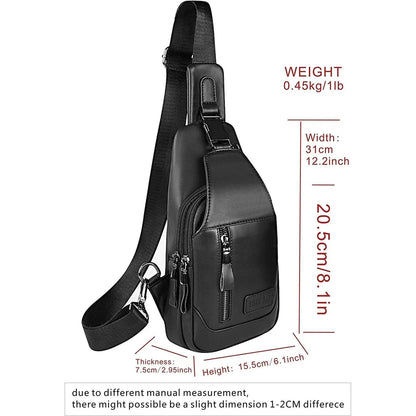 Men’s Leather Sling Bag – Secure Anti-Theft