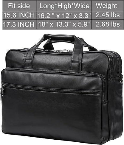 Men’s Leather Messenger Bag – Water-Resistant 15.6 Laptop Ready
