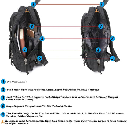 Men’s Nylon Sling Bag – Secure Anti-Theft