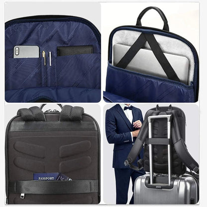 Anti-Theft Leather Backpack – Smart USB Charging & 15.6″ Laptop Compartment