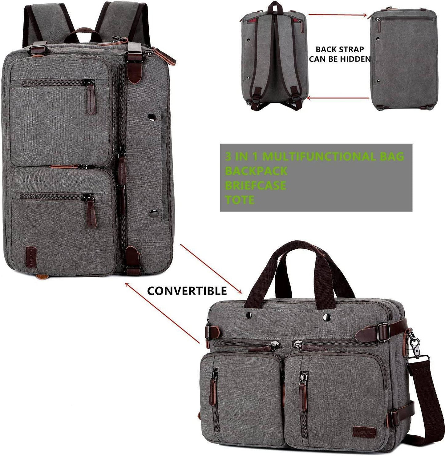 Men’s Messenger Bag – Convertible Work 17 Laptop Ready
