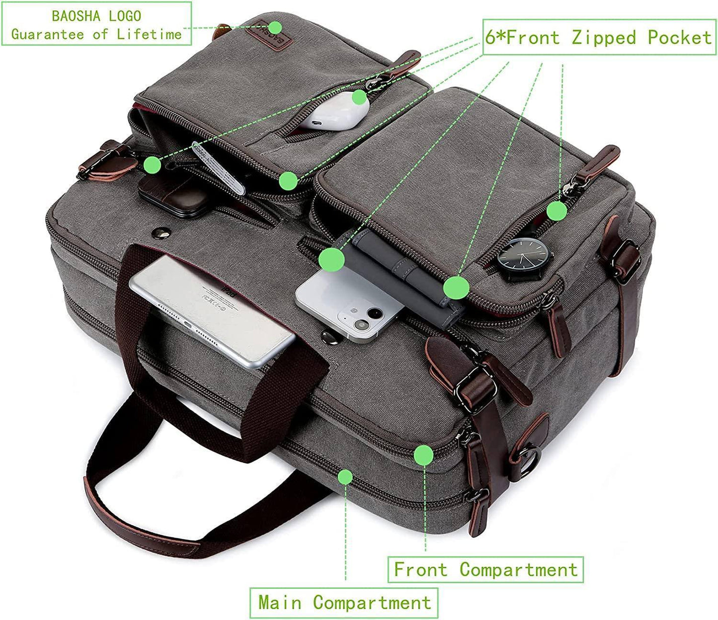 Men’s Messenger Bag – Convertible Work 17 Laptop Ready